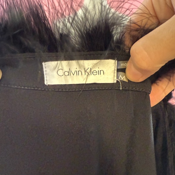 Calvin Klein Clueless 90s Feather Trim Open Front Cardigan - Picture 4 of 4